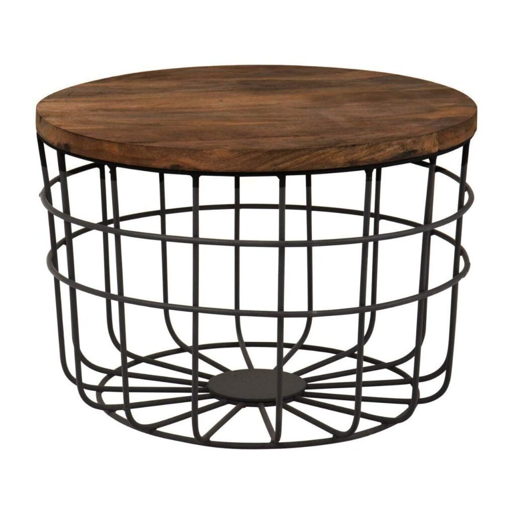 Wooden & Metal Round CoffeeTable