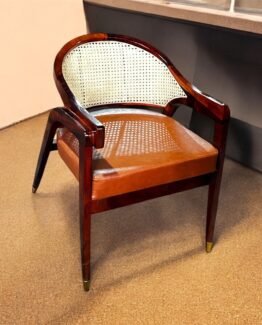 WOODEN CANE ARM DINING CHAIR