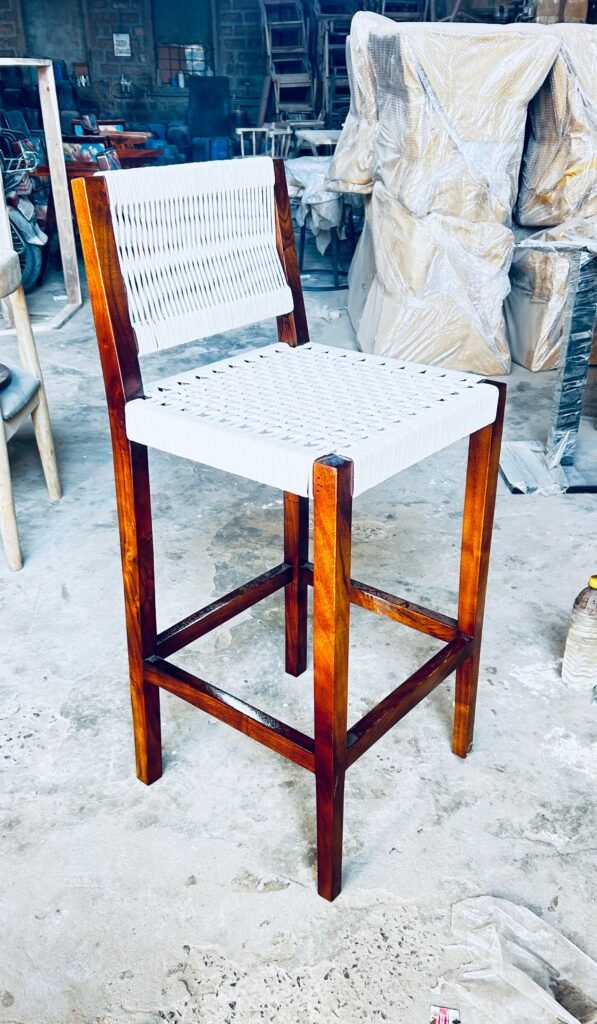 Wooden Bar chair with rope