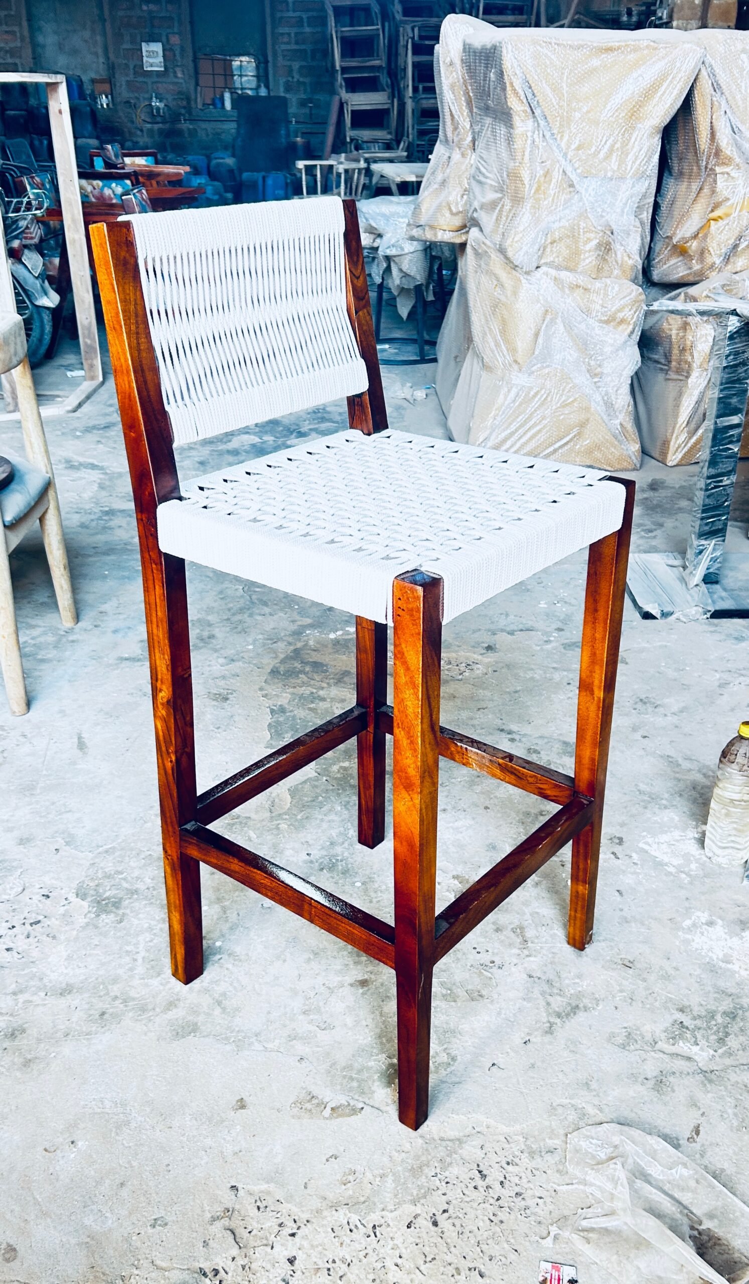 Wooden Bar chair with rope